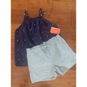 NEW Gymboree Pretty Peach Chambray Shorts & Osh Kosh Stars Babydoll Top Size 10